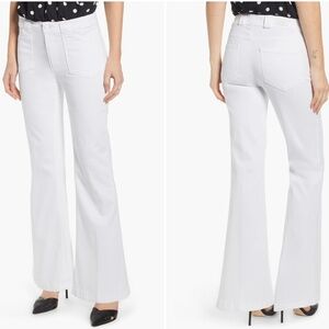 NEW! PAIGE Genevieve Utility Pocket Wide Leg Jeans White Inseam 33" Size 27